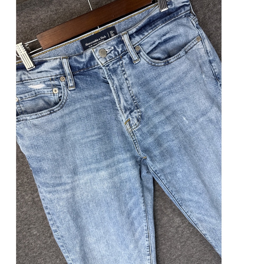 Abercrombie & Fitch Slim Taper Stretch Jeans Light Wash Womens 31x27 Y2K Distres